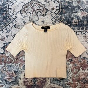 Forever 21 Cream Ribbed Women's Top